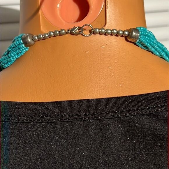 Elegant 14-Strand Blue and Silver Pill Bead Necklace - Picture 5 of 7